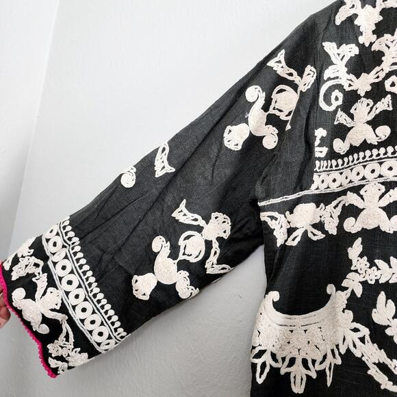 Sana Safinaz Floral Embroidered Tunic Midi Dress - Dark Grey - Size M - Picture 4 of 12